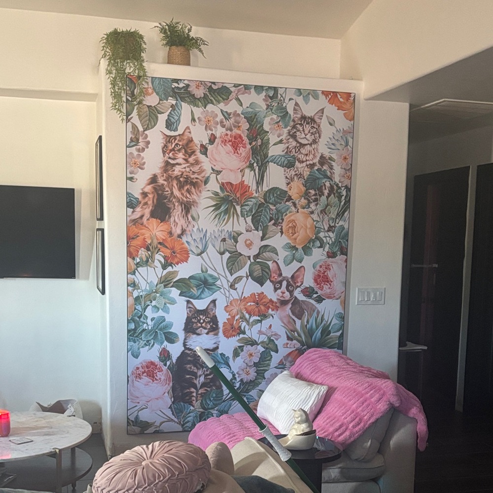 Charming Cat and Floral big wall decor